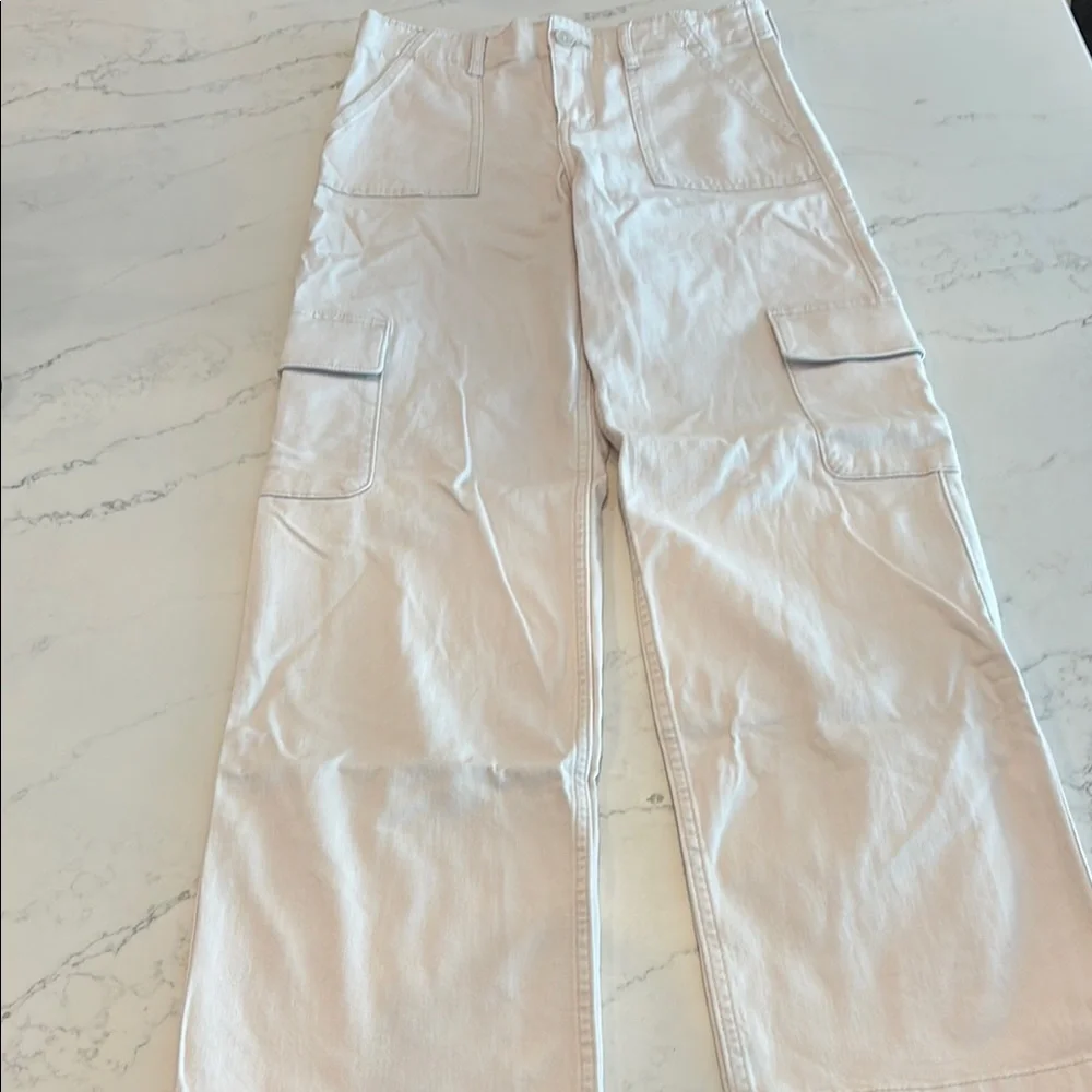 Abercrombie Kids Cream Cargo Pants with Modern Utility Style